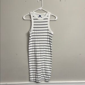 Old Navy Striped White and Navy Ribbed Dress